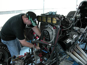 Ken Sitko working on the engine