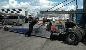 Jeff Hamelink unloads his Pro Fuel dragster