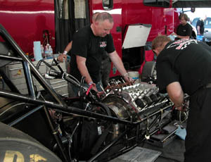 Mark Hentges working on Bucky's Nitro Funny Car