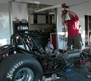 Cory Kincaid Alky Funny Car changing engines